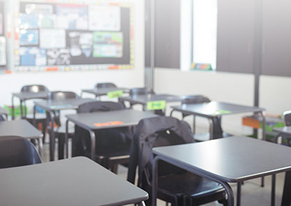 stock photo of empty classroom.