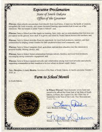 Executive Proclamation. Farm to School Month. Link to PDF