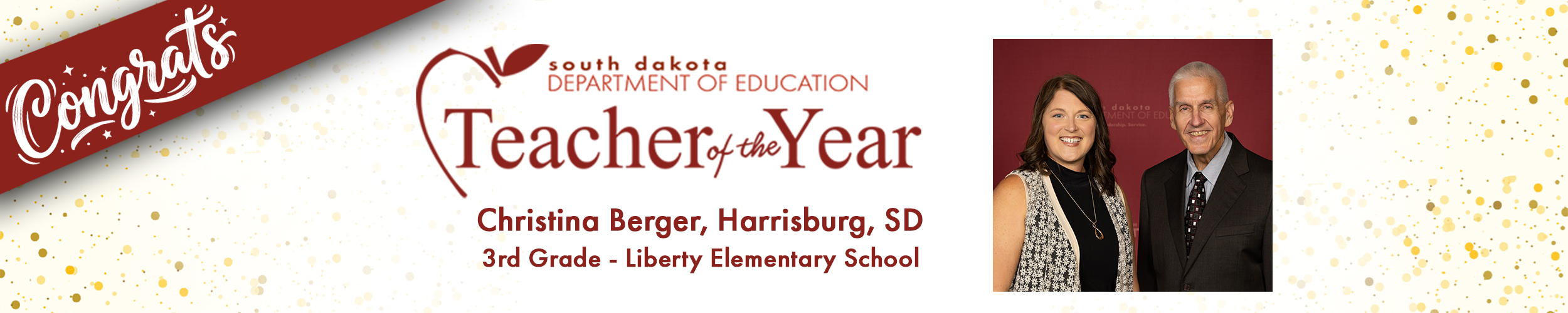 Christina Berger Named as the 2027 South Dakota Teacher of the Year. Link.