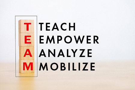 TEAM: Teach, empower, analyze, mobilize.