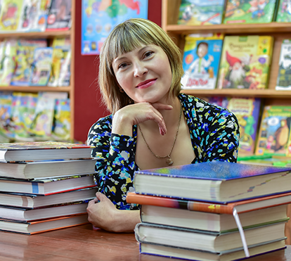 stock photo of school librarian